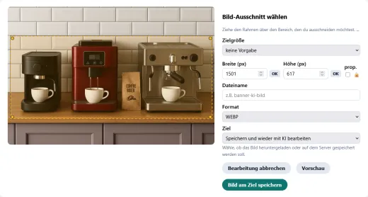 Cropper-Funktion des Image-Assistenten