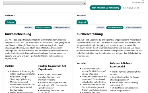 Ergebnis der Texterstellung